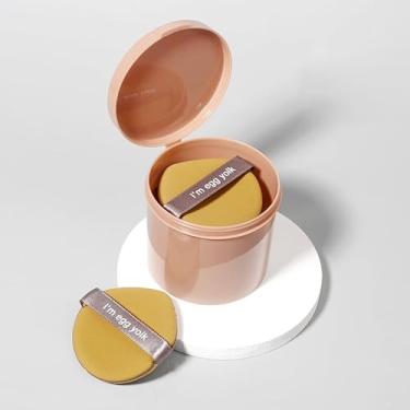 Imagem de Esponjas de maquiagem triangulares em gota d'água – Pacote com 7 ferramentas de beleza marrons com estojo de armazenamento, uso seco e molhado para pó solto e base, fácil de limpar