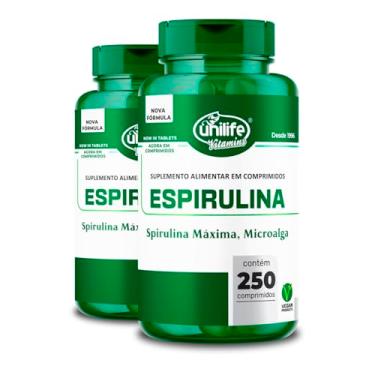 Imagem de Kit 2 Espirulina Unilife 250 Comprimidos 1000mg