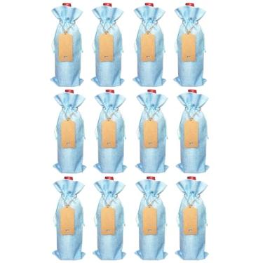 Imagem de Pacote com 12 sacos de presente de azeite de oliva de serapilheira premium com etiquetas de presente – Capas reutilizáveis de juta com cordão, ideais para Natal, casamentos, festas, degustações às