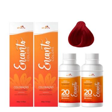 Imagem de Beleza Ruiva – Kit Coloração Encanto Colors 7.66 Louro Médio Vermelho Intenso | Oxigenada 20vol 6% – Duas Unidades | Ruivo Cereja Vibrante, Brilho e Hidratação