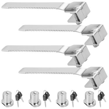 Imagem de Fechaduras de porta de vidro de liga de zinco – Kit de trava deslizante de 4 peças com chaves correspondentes – Design de catraca para terrário, vitrine, tanque de répteis, armários