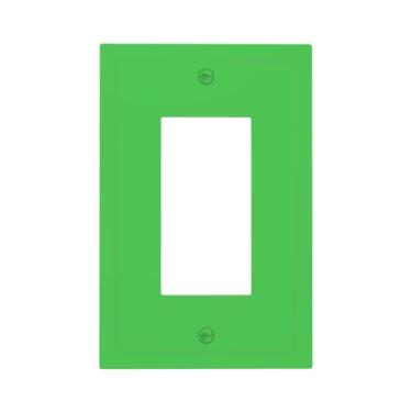 Imagem de Wmhusu Capas de tomada verde brilhante 1 placa de parede de balancim único capa decorativa para interruptor de luz GFCI receptáculo placa elétrica para sensor de movimento regulador USB