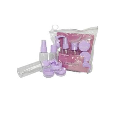 Imagem de Kit De Frascos Para Viagem 7 Pecas Porta Shampoo Condicionador Oleo Co