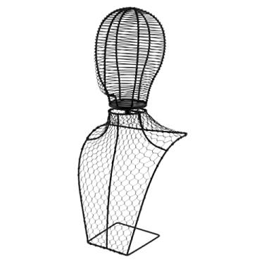 Imagem de barenx Manequim Modelo Stand Hat Rack - Altura do suporte: 32 cm/12,6 polegadas Largura dos ombros: 25 cm/9,8 pol. Altura da cabeça: 24 cm/9,5 pol. Circunferência da cabeça: 53 cm/21 polegadas - Preto
