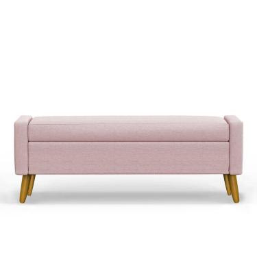 Imagem de Recamier Bau Paris 1,20m Suede Rosa Bebe - Inova Decor