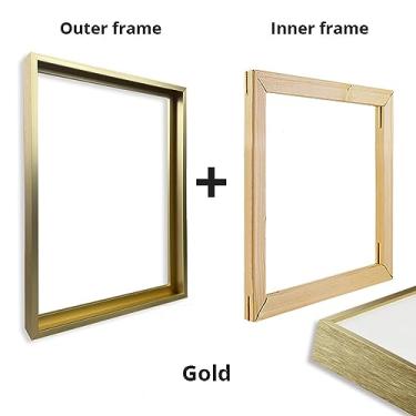 Imagem de NHLDZYH Moldura dourada. Pintura em tela de Natal escandinavo Geometria minimalista Ouro escovado em rosa empoeirado Moderno Imagem de parede festiva. A43. 80 x 105 cm - 31,5 x 41,3 polegadas