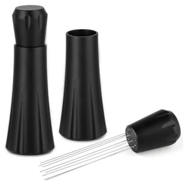 Imagem de Distribuidor de agulhas de café expresso com 10 agulhas, ferramenta de prevenção de aglomeração de café, mini agitador com suporte para uso em casa, escritório, café