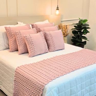 Imagem de Manta Casal, Manta Tricot Sofá Cama Casa Aconchego Home Decor - Somente a Peseira(Rosa Prata,King)