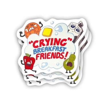 Imagem de (3 peças) Adesivo de amigos chorando café da manhã frases motivacionais sarcásticas citação humorística decalque de vinil para Kindle, laptop, garrafa de água, capacete rígido de telefone, adesivo de
