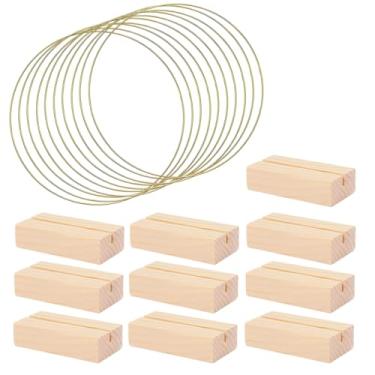 Imagem de Peças centrais de argola floral dourada, conjunto de 10 peças com aros de metal e bases de madeira, 13,8 de diâmetro, ótimo para casamentos, artesanato DIY, decorações de casa