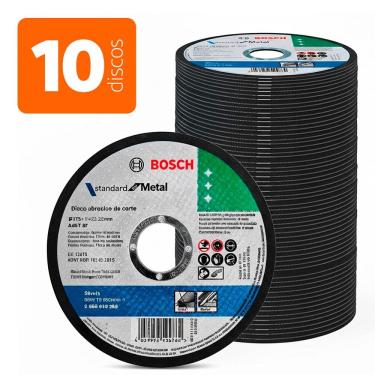 Imagem de Kit 10 Discos de Corte para Esmerilhadeira Inox 4.1/2 7/8 Standard Reto Profissional - Bosch