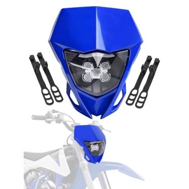 Imagem de JFG RACING Farol Dirtbike, kit de luz LED Enduro Pit Bike universal para a maioria das motocicletas Dirt Pit Bike Enduro como YZ85 YZ125 YZ250F WR250F WR450F (azul)