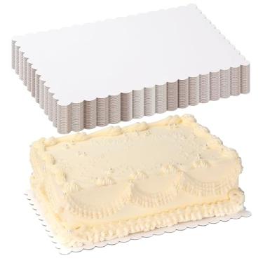 Imagem de RAMFIYN Pacote com 30 folhas retangulares para tábuas de bolo brancas 35,5 x 25,4 cm, para decoração de papelão ondulado, à prova de gordura, pratos descartáveis para sobremesas, pastelaria
