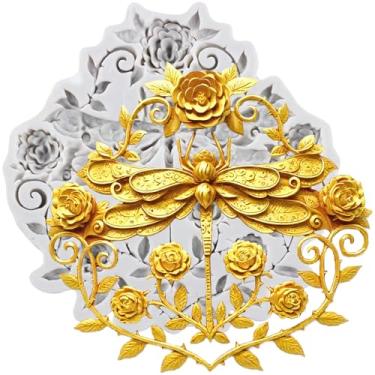 Imagem de MYPRACS Molde de silicone para fondant de guirlanda de libélula para decoração de bolo de açúcar topo de cupcake pasta de goma de chocolate argila de polímero