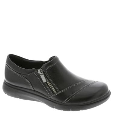 Imagem de Clarks Mocassim feminino Certina Pure Slip On, Couro preto, 8 Wide