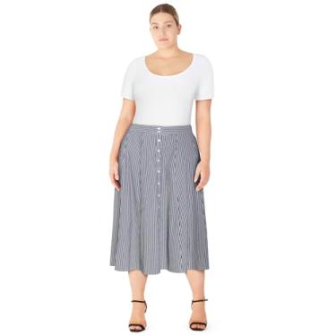 Imagem de City Chic Saia feminina plus size - Stellar, Listra azul marinho, 52