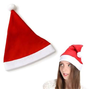 Imagem de Gorro de Natal Vermelho Com Pompom, Touca Natalina Adulto e Infantil, Roupa Chapéu de Papai e Mamãe Noel Acessórios Natalinos