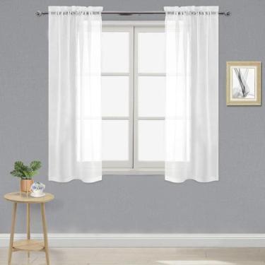 Imagem de Cortinas transparentes DWCN Voile semi transparente 28x54cm brancas