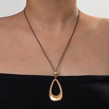 Imagem de Colar de ouro grosso Boho para mulheres, corrente grossa, presentes de amizade para mulheres, presentes de Natal, Medium, Latão, Sem Pedra Preciosa
