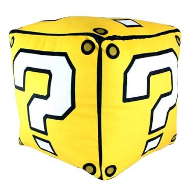 Imagem de Zonacriativa – Almofada Formato Cubo Super Mario em Poliéster com Enchimento em Fibra 25x25cm | Toque Macio e Aveludado | Decoração Gamer