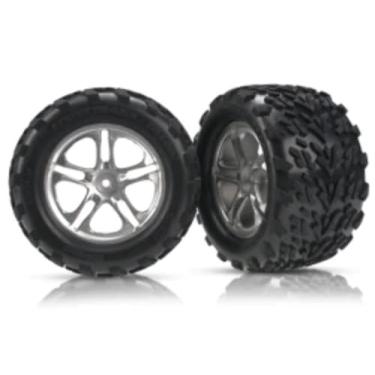 Imagem de Traxxas 5174A Talon Tires Pre-Glued on 3.8" SS Satin Chrome Wheels (pair)