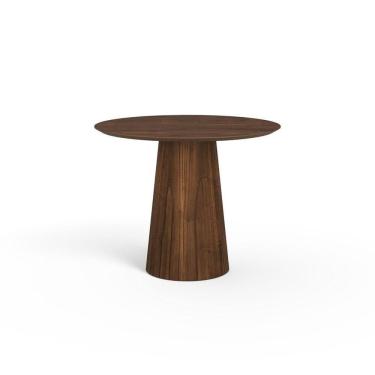 Imagem de Mesa De Jantar Redonda 100cm Scandi 4 Lugares Lamina Natural De Madeira Castanho