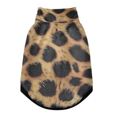 Imagem de SEHANY Casaco de cachorro marrom com estampa de leopardo para cães pequenos, superquente à prova de vento, jaqueta de inverno macia e aconchegante para clima de neve fria com coleira para animais de