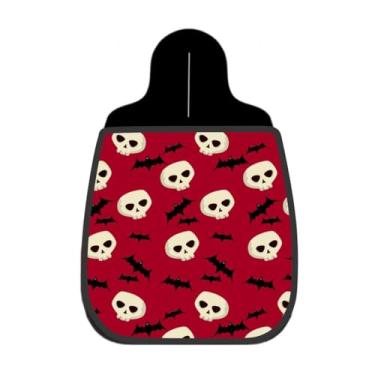 Imagem de Lixeira De Carro Organizador Lixinhocar Caveiras Morcegos Fundo Vermelho