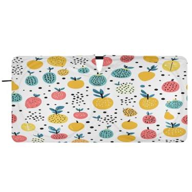 Imagem de Blueangle Pára-brisa com padrão de frutas de desenho animado - 149.9 cm x 76.2 cm dobrável carro janela frontal blocos para-sol raios UV viseira de sol (155)
