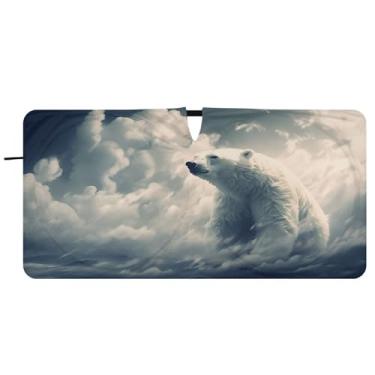 Imagem de Blueangle Pára-brisas com pintura de ursos polares - 149.9 cm x 76.2 cm dobrável carro janela frontal blocos para-sol raios UV viseira de sol (233)