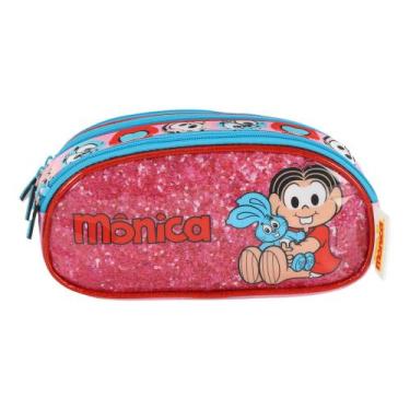 Imagem de Estojo Escolar 3 Compartimentos Turma da Mônica Estampa - Luxcel, Rosa