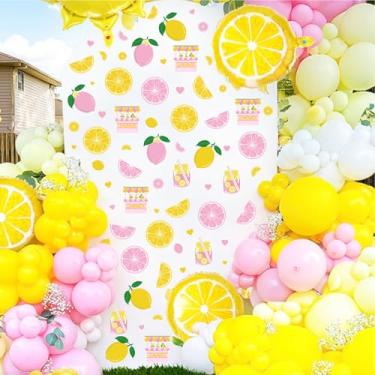 Imagem de 33 peças adesivos de decoração de festa de limão para arco de balão, placas de limonada para pano de fundo, parede, decalques de aniversário de limonada, decoração de suporte de limonada, suprimento