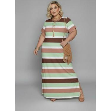 Imagem de Vestido Plus Size Curve Longo Fendas Moda Verão Manga Curta 2710pai - 