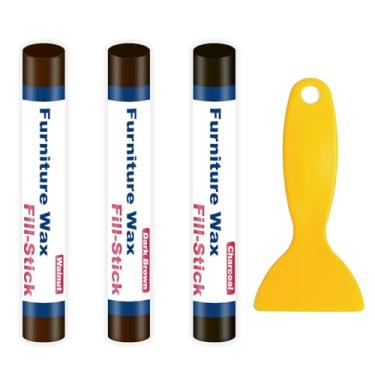 Imagem de Kenbry Bastão de preenchimento de cera branca de 3 cores, kit de reparo de madeira para arranhões, rachaduras, arranhões, goivas em funitures de madeira, pisos, armários, mesas e portas - reparo