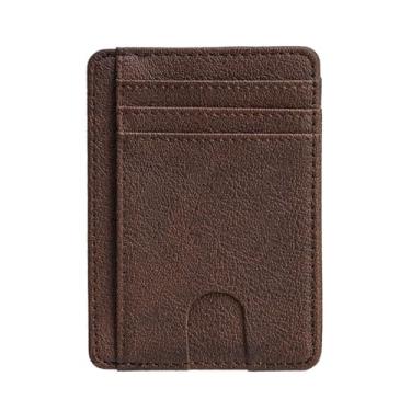 Imagem de Carteira minimalista de couro com bloqueio para homens e mulheres com compartimentos para cartões, bolso para dinheiro, capa antifurto para cartão, Estilo C, Tendência