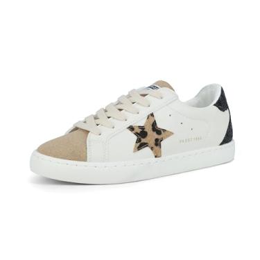 Imagem de VINTAGE HAVANA Bianca Tênis feminino moderno | Sapatos casuais com cadarço | Cano baixo | Sapatos de caminhada confortáveis, Branco/Camelo, 6.5