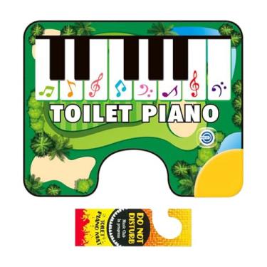 Imagem de Tapete de toalete com teclado de piano, tapete de som eletrônico para banheiro, teclado musical de toques engraçados, tapete de piano para vaso sanitário com desligamento automático