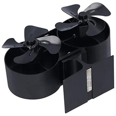 Imagem de aqxreight Ventilador de Fogão de Cabeça Dupla 8 Lâminas Eco Friendly Ventiladores Automáticos Movidos a Calor para Queimador de Toras Consumo de Madeira Proteção de Ar Ventilador de Transferência