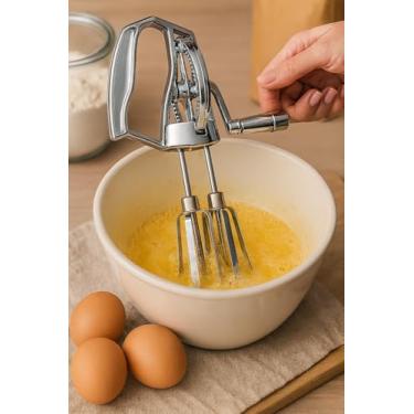 Imagem de Batedeira manual de ovos com manivela, batedeira rotativa não elétrica para assar e cozinhar