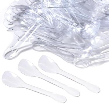 Imagem de 400 colheres de sobremesa descartáveis para degustação, mini colheres de amostra de sorvete de plástico para copos de sobremesa em miniatura, amostras, pequenos suprimentos de bufê, festa de
