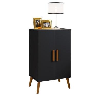 Imagem de Armário Multiuso Sapateira Pés Retrô 2 Portas Carly Preto - CARMOLAR M