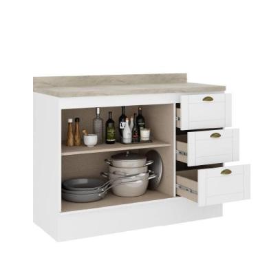 Imagem de Balcão Milla Mdf 2 Portas 3 Gavetas Branco 120cm Carraro - MÓVEIS CARR