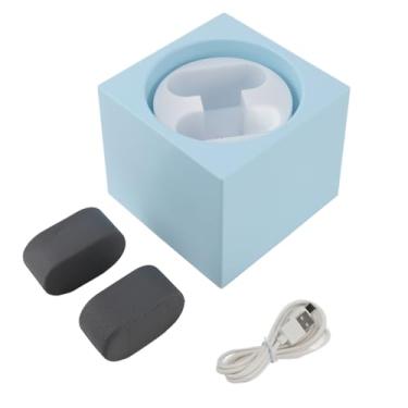 Imagem de CUOFYUNL Enrolador de relógio automático duplo USB alimentado por bateria 2 velocidades ajustável operação silenciosa Enrolador de relógio inteligente com luz LED (Azul claro)