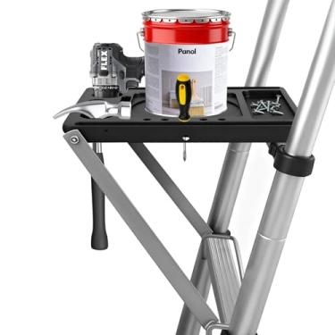 Imagem de Bandeja de plataforma de trabalho de escada de plástico antiderrapante - Bandeja de projeto acessório de escada de 43 x 30 cm para escadas de degrau/extensão, sistema de suporte de ferramentas de