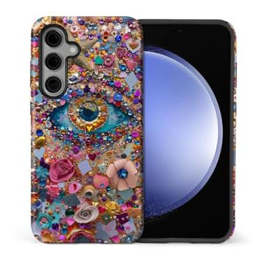 Imagem de CARLOCA Capa para Samsung Galaxy S25 FE, design com pingente de olho turco - proteção dupla híbrida TPU macio + PC rígido, capa antiarranhões à prova de choque masculina e feminina elegante capa