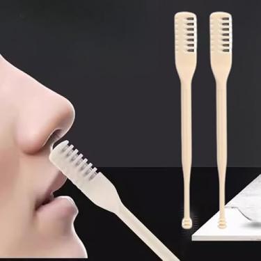 Imagem de 2 peças/saco aparador de pelos de nariz de ponta dupla, raspador de segurança com removedor de orelha (2 peças de lâmina única)