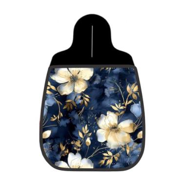 Imagem de Lixeira De Carro Organizador Lixinhocar Floral Branco Dourado Fundo Marinho