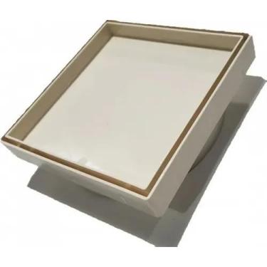 Imagem de Ralo Oculto 15x15 Invisível Sifonado Piso/Porcelanato Cor Branco (Bege)