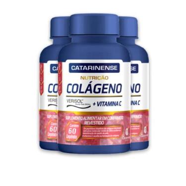 Imagem de Kit 3 Colágeno Verisol e Vit. C Catarinense 60 Cápsulas
