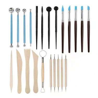 Imagem de Conjunto De Ferramentas Para Argila Fria - Para Moldar, Cortar E Dar Acabamento A PeçAs Em Barro Cru E Argila(24 Peças)